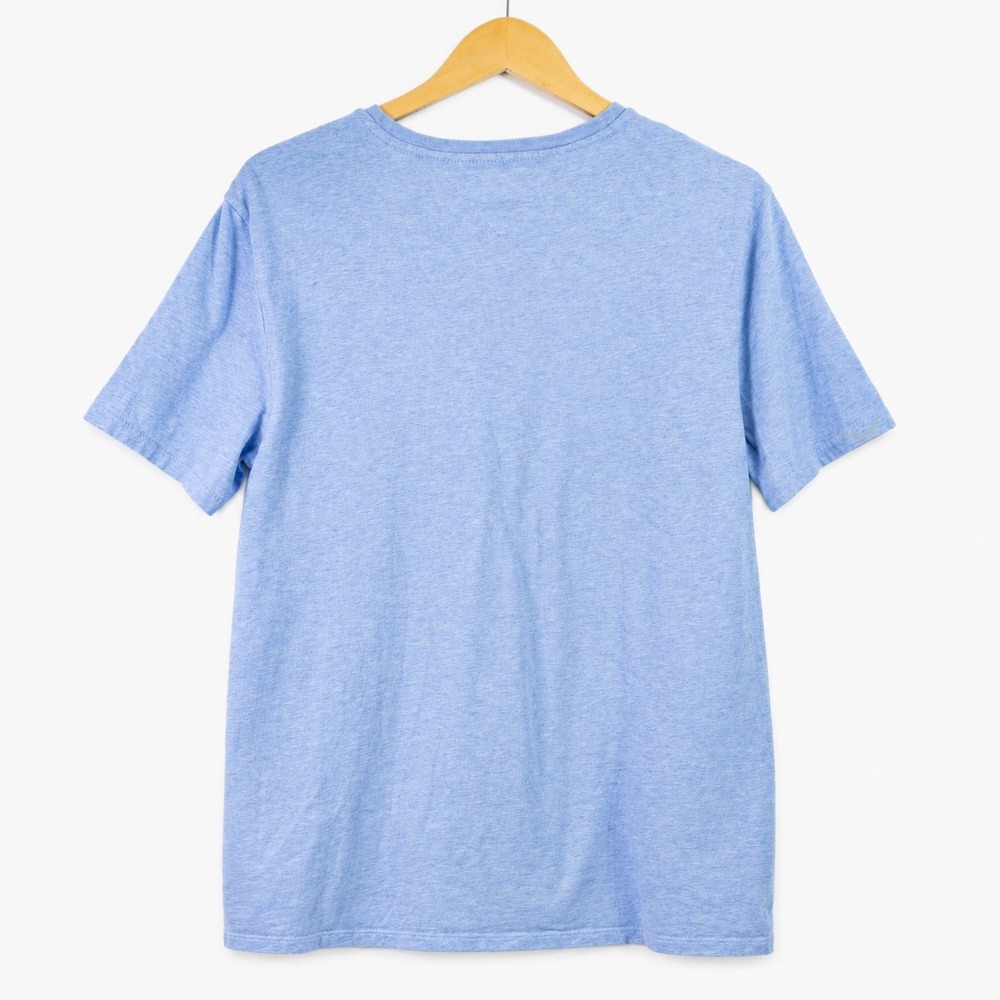 Tommy Hilfiger Mens Light Blue Heathered Short Sleeve Pocket T-Shirt Logo L - Picture 2 of 3